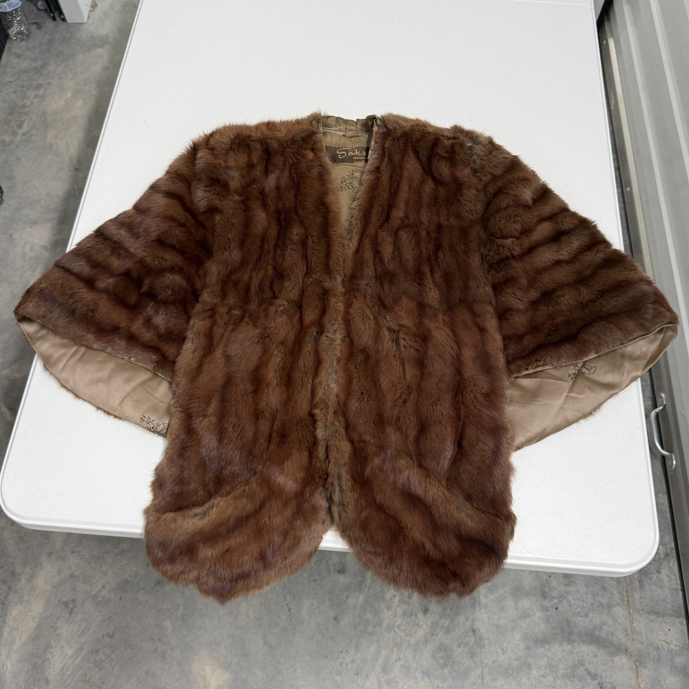 Saks Washington Fur Capelet Womens OS Brown Fair Vintage Real Fur Stole Wrap